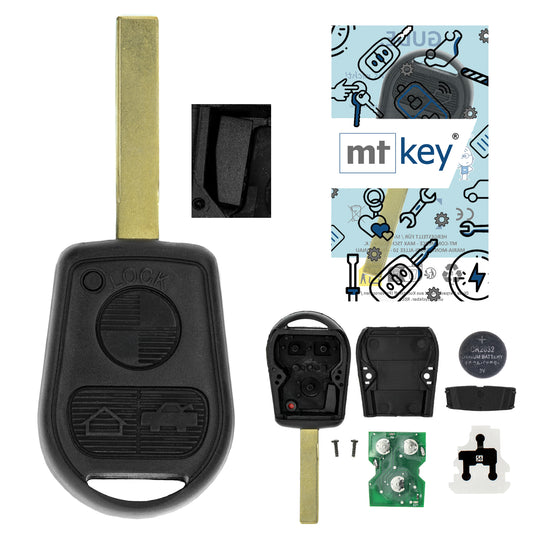 MT-KEY Generalschlüssel HU92R / HU92 Funk Schlüssel 434MHZ kompatibel mit BMW 8er E31 3er E36 Z3 7er E38 5er E39 bis BJ. 2000 433MHZ Autoschlüssel
