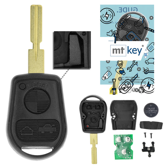 MT-KEY Generalschlüssel HU58 Funk Schlüssel 434MHZ kompatibel mit BMW 8er E31 3er E36 Z3 7er E38 5er E39 bis BJ. 2000 433MHZ Autoschlüssel