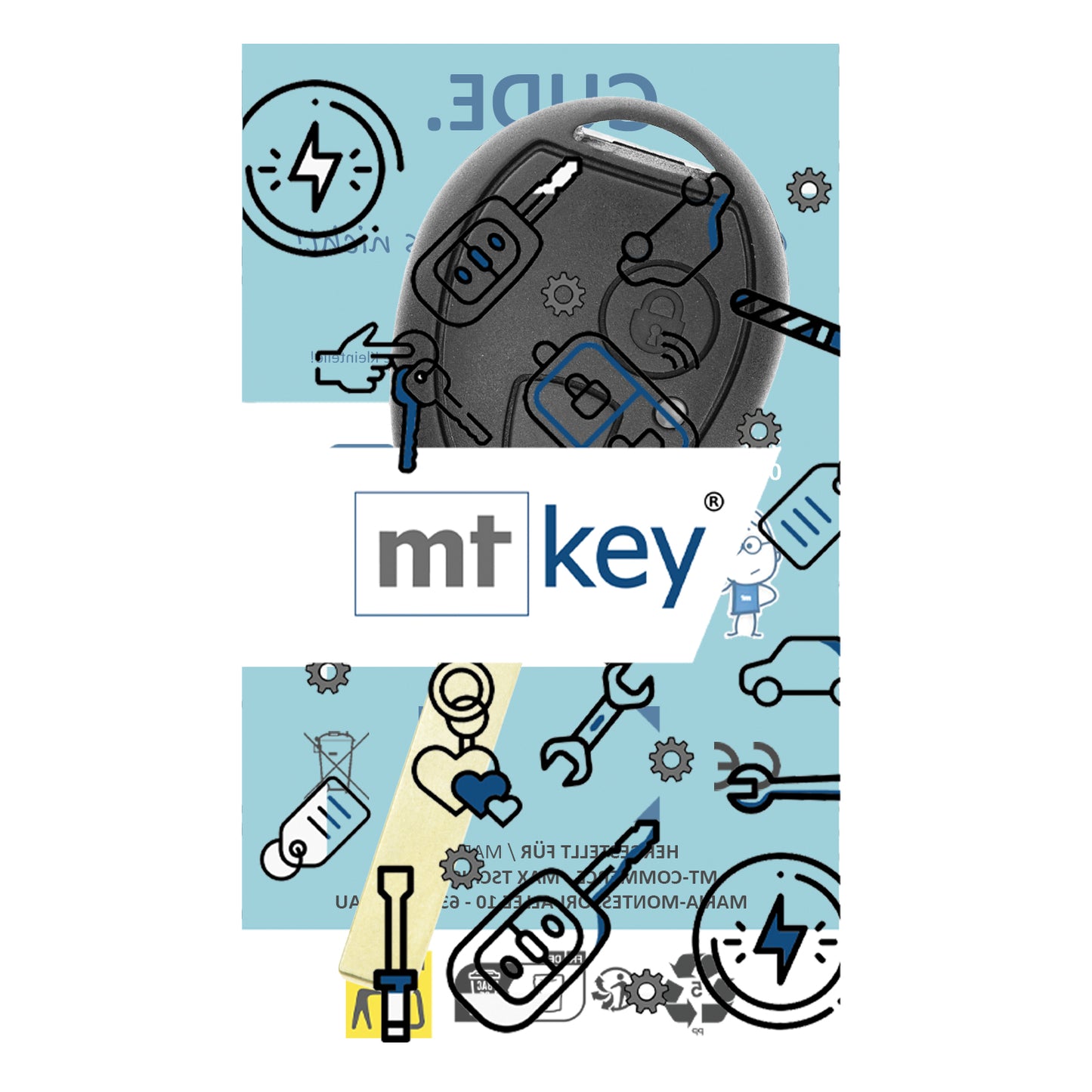 MT-KEY Funk Schlüssel 434MHZ kompatibel mit MINI One D Cooper S R50 R53 BIS 04 MG ZT Rover 75 -05 433MHZ Autoschlüssel