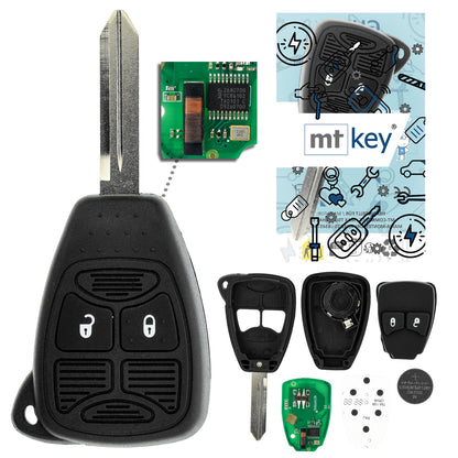 MT-KEY 2 Tasten Funk Schlüssel 434MHZ kompatibel mit Chrysler 200 300C PT Cruiser Sebring  Jeep Commander Grand Cherokee Liberty Wrangler Compass OHT