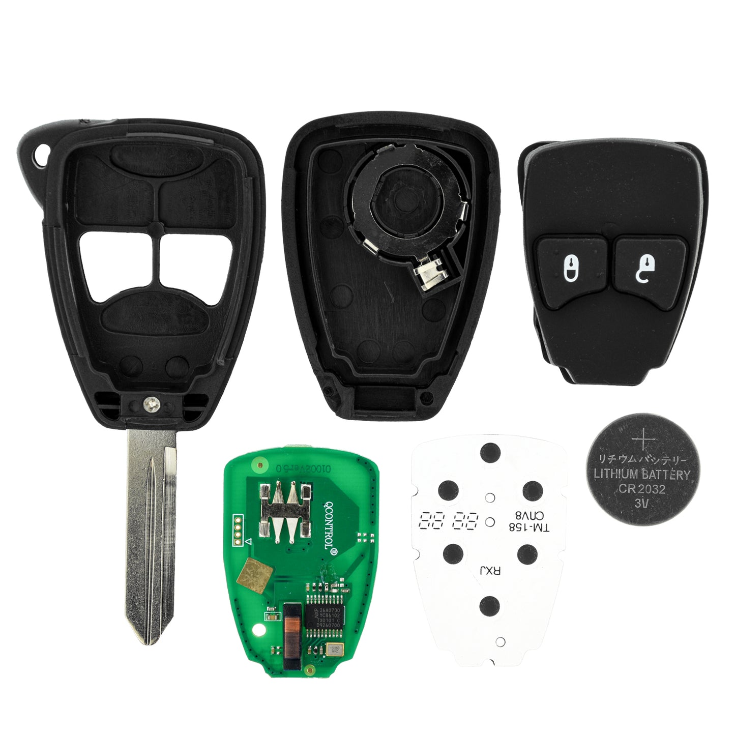 MT-KEY 2 Tasten Funk Schlüssel 434MHZ kompatibel mit Chrysler 200 300C PT Cruiser Sebring  Jeep Commander Grand Cherokee Liberty Wrangler Compass OHT