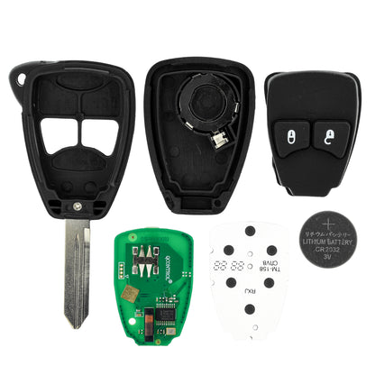 MT-KEY 2 Tasten Funk Schlüssel 434MHZ kompatibel mit Chrysler 200 300C PT Cruiser Sebring  Jeep Commander Grand Cherokee Liberty Wrangler Compass OHT