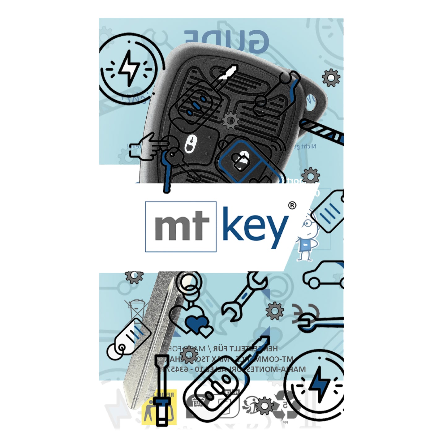 MT-KEY 2 Tasten Funk Schlüssel 434MHZ kompatibel mit Chrysler 200 300C PT Cruiser Sebring  Jeep Commander Grand Cherokee Liberty Wrangler Compass OHT