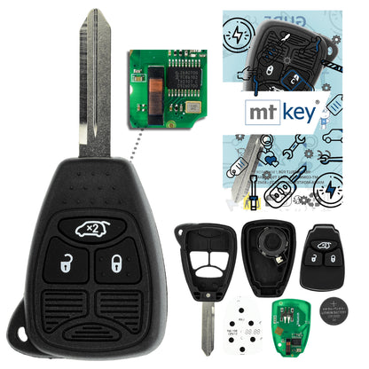 MT-KEY 3 Tasten Funk Schlüssel 434MHZ kompatibel mit Chrysler 200 300C PT Cruiser Sebring  Jeep Commander Grand Cherokee Liberty Wrangler Compass OHT