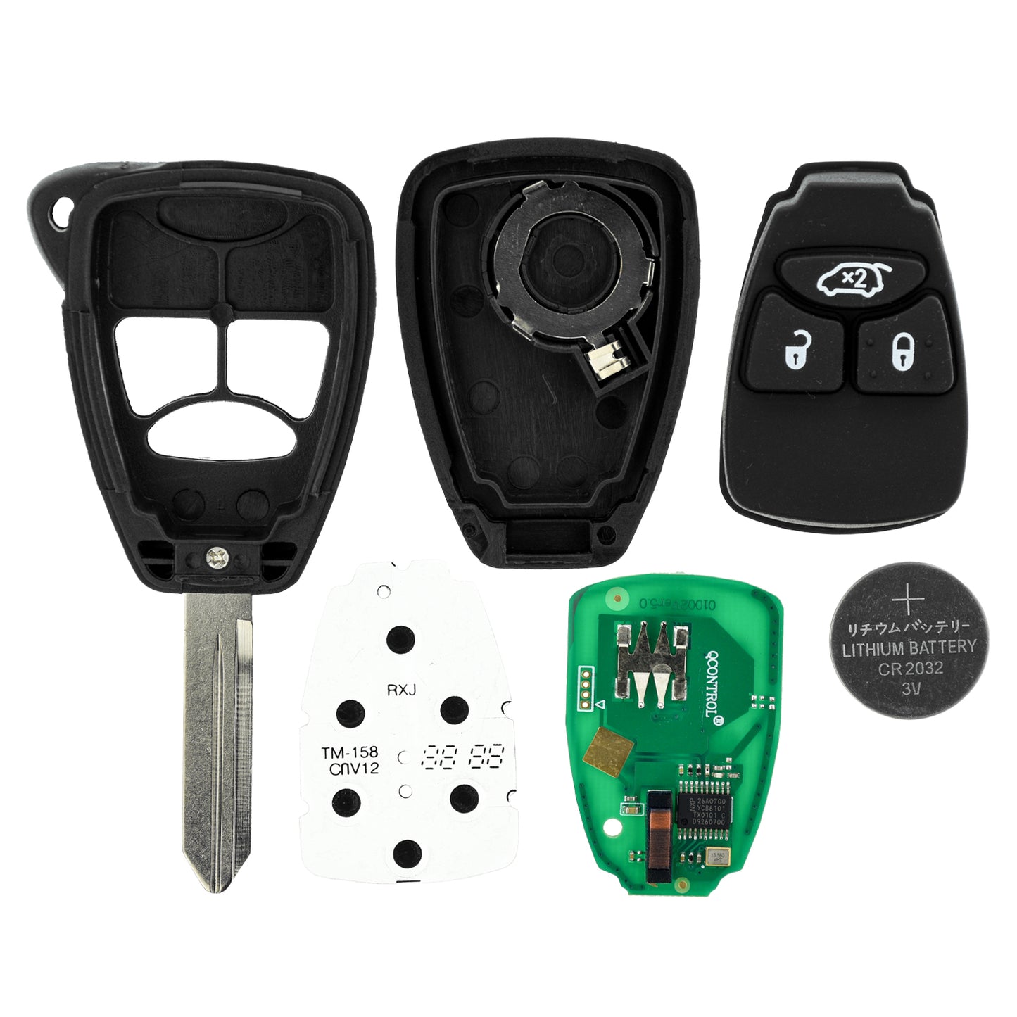 MT-KEY 3 Tasten Funk Schlüssel 434MHZ kompatibel mit Chrysler 200 300C PT Cruiser Sebring  Jeep Commander Grand Cherokee Liberty Wrangler Compass OHT
