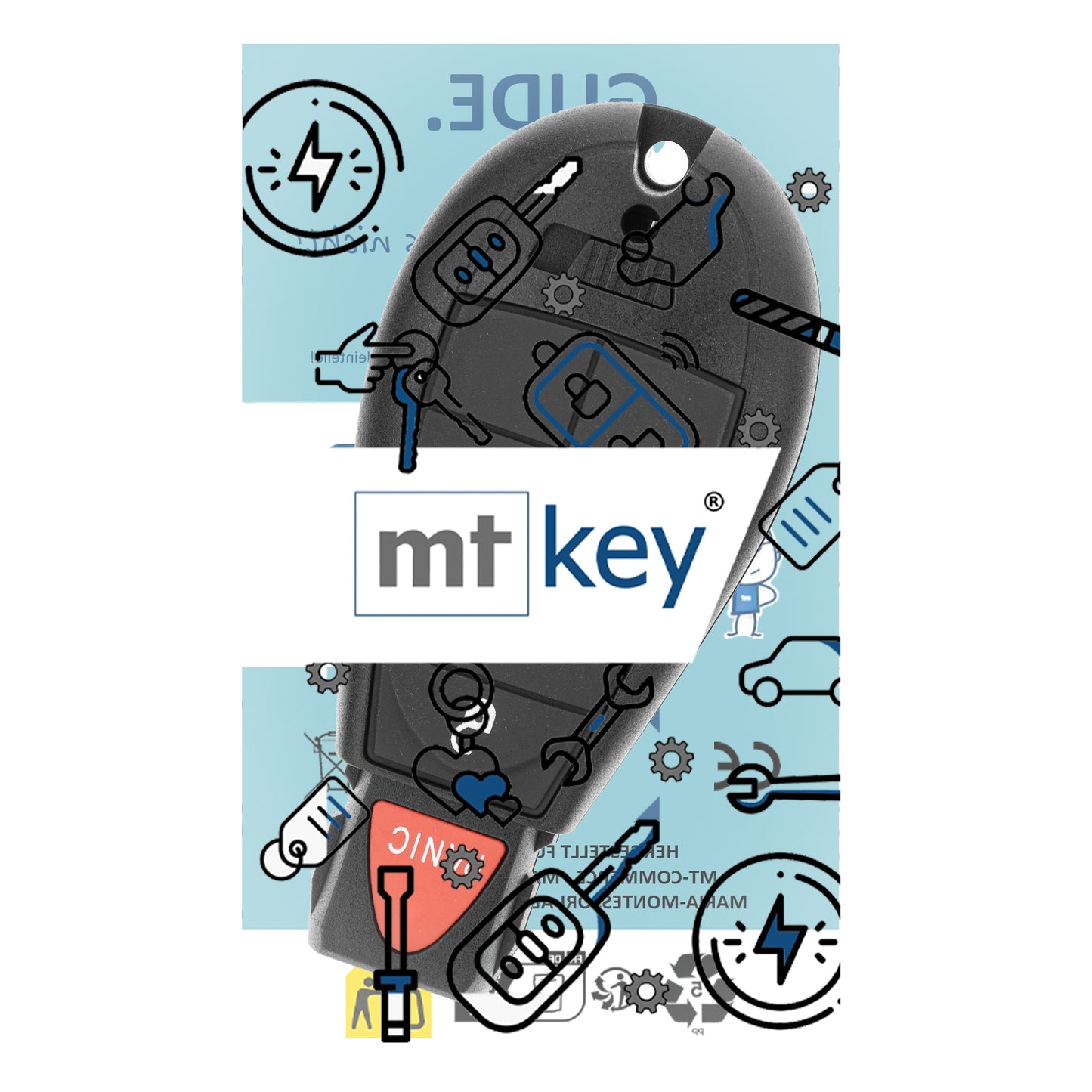 MT-KEY 2 + 1 Tasten Funk Schlüssel 434MHZ kompatibel mit Chrysler Town & Country 08-13 Voyager 04- Dodge Caravan Journey Ram Grand Caravan Magnum