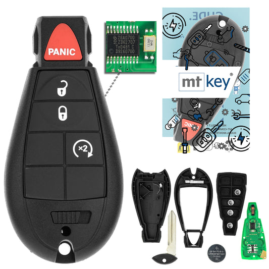 MT-KEY 3 + 1 Tasten Funk Schlüssel 434MHZ kompatibel mit Chrysler Town & Country 08-13 Voyager 04- Dodge Caravan Journey Ram Grand Caravan Magnum