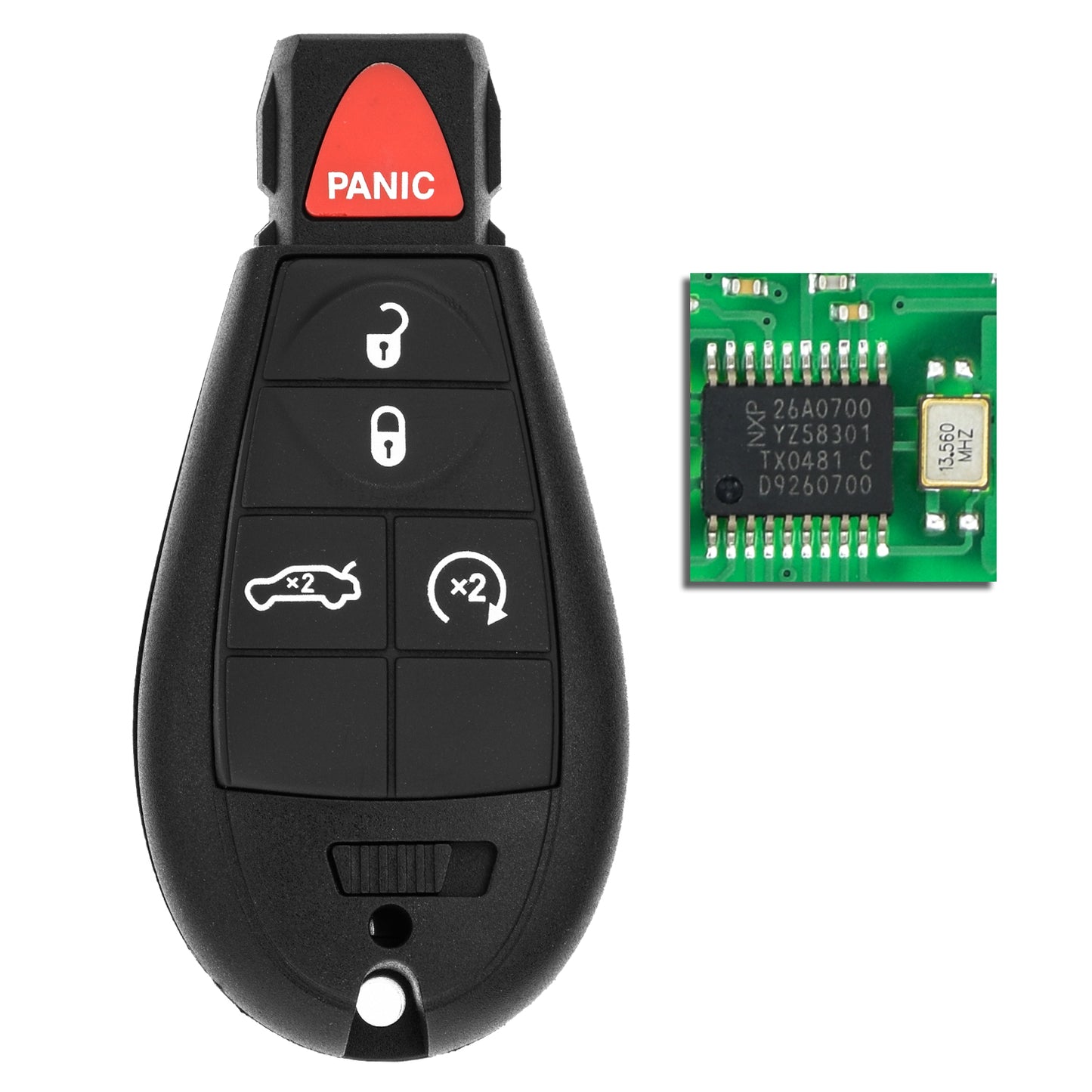 MT-KEY 4+1 Tasten Funk Schlüssel 434MHZ kompatibel mit Chrysler Town & Country 08-13 Voyager 04- Dodge Caravan Journey Ram Grand Caravan Magnum