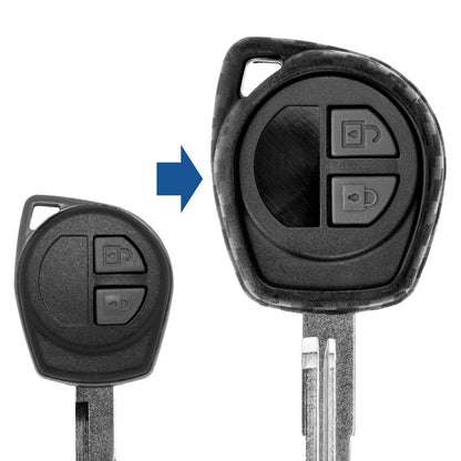 Auto Schlüssel Silikon Schutz Hülle im Carbon Look Kompatibel mit Nissan Pixo Suzuki Alto Grand Vitara SX4 Swift Funk Fernbedienung