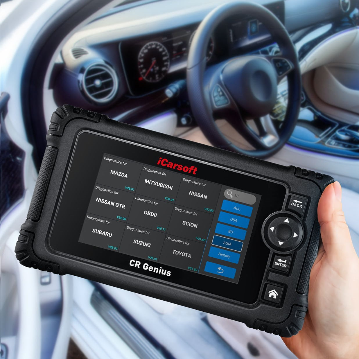 UNIVERSAL DIAGNOSEGERÄT iCARSOFT CR GENIUS OBD2 Scanner für viele Modelle + kostenlose Online Updates DEUTSCH