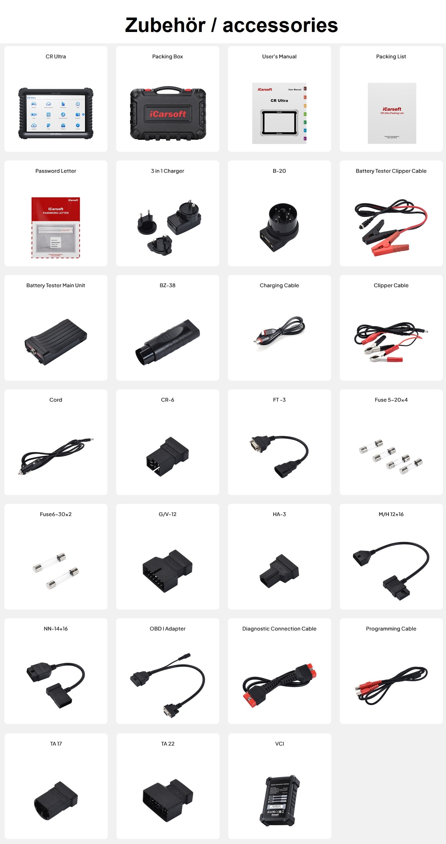 UNIVERSAL PROFI DIAGNOSEGERÄT iCARSOFT CR ULTRA OBD Scanner + Kostenlose Online Updates DEUTSCH