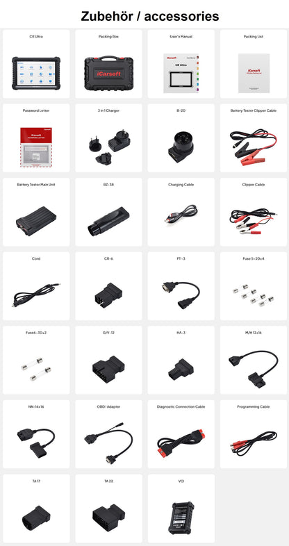 UNIVERSAL PROFI DIAGNOSEGERÄT iCARSOFT CR ULTRA OBD Scanner + Kostenlose Online Updates DEUTSCH