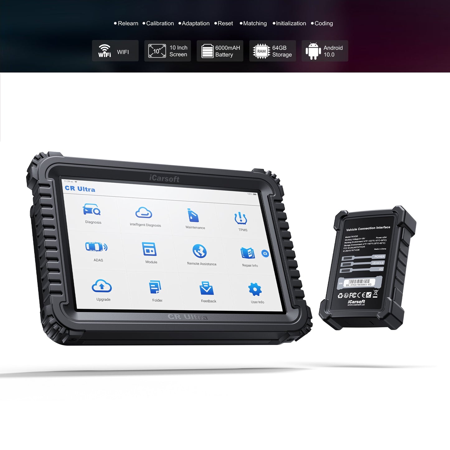 UNIVERSAL PROFI DIAGNOSEGERÄT iCARSOFT CR ULTRA OBD Scanner + Kostenlose Online Updates DEUTSCH
