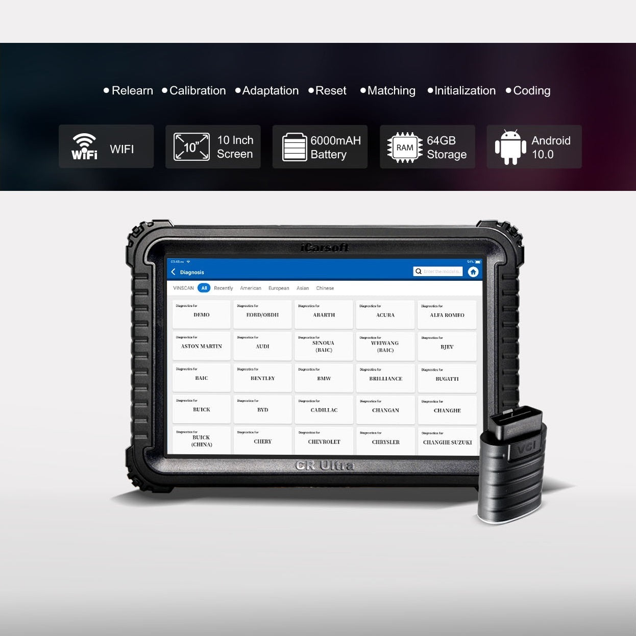 UNIVERSAL PROFI DIAGNOSEGERÄT iCARSOFT CR ULTRA OBD Scanner + Kostenlose Online Updates DEUTSCH