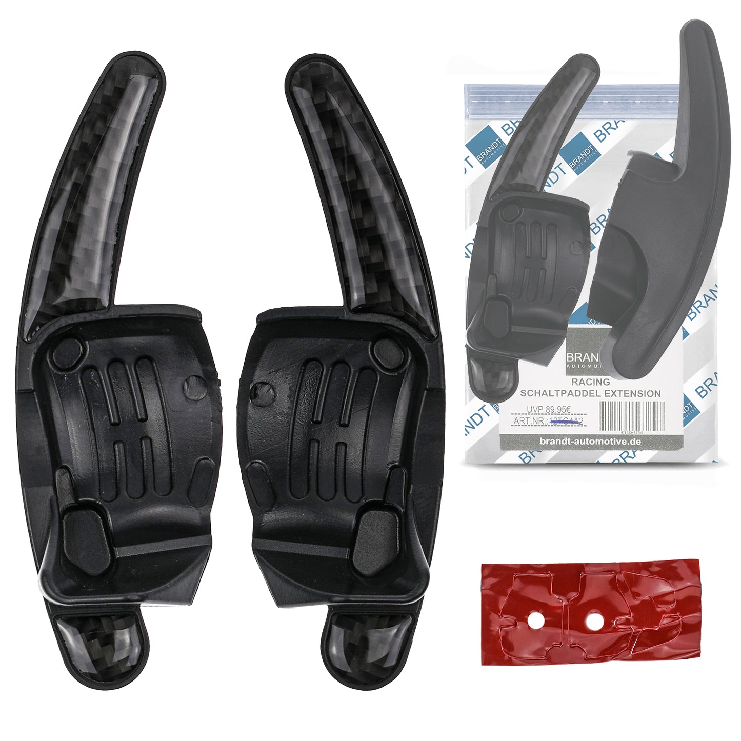 BRANDT Schaltwippen Verlängerung SET Carbon Optik kompatibel mit SEAT LEON II 1P TOLEDO III 5P ALTEA ALHAMBRA II 7N