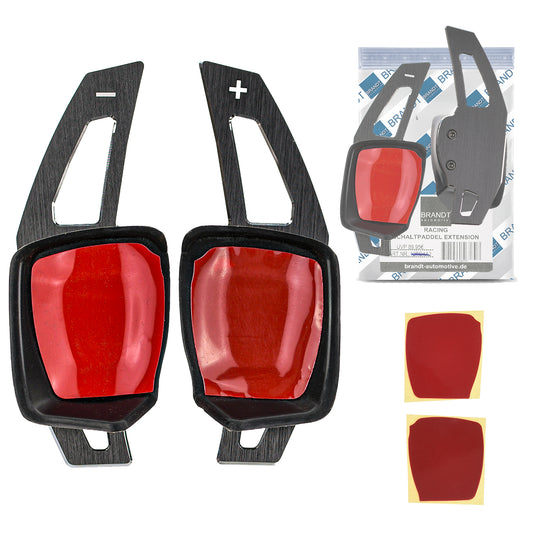 BRANDT Schaltwippen Verlängerung SET ALU SCHWARZ kompatibel mit VW AMAROK I ARTEON CADDY IV V GOLF 6 7 T6 T7 PASSAT B8 3G POLO 5 6 SHARAN II