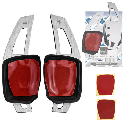 BRANDT Schaltwippen Verlängerung SET ALU SILBER kompatibel mit VW AMAROK I ARTEON CADDY IV V GOLF 6 7 T6 T7 PASSAT B8 3G POLO 5 6 SHARAN II