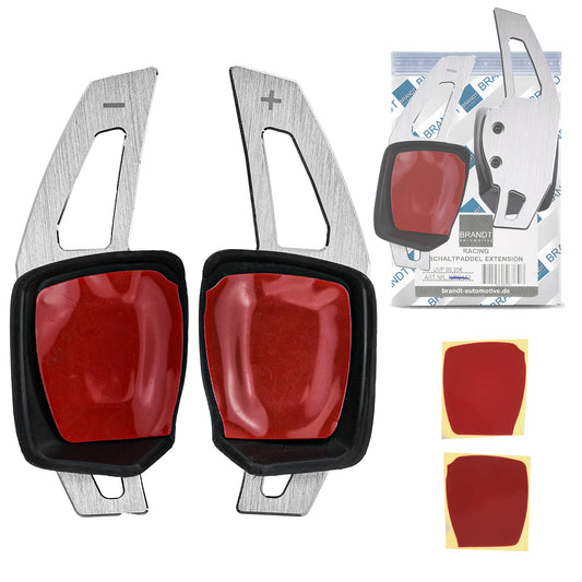 BRANDT Schaltwippen Verlängerung SET ALU SILBER kompatibel mit VW AMAROK I ARTEON CADDY IV V GOLF 6 7 T6 T7 PASSAT B8 3G POLO 5 6 SHARAN II