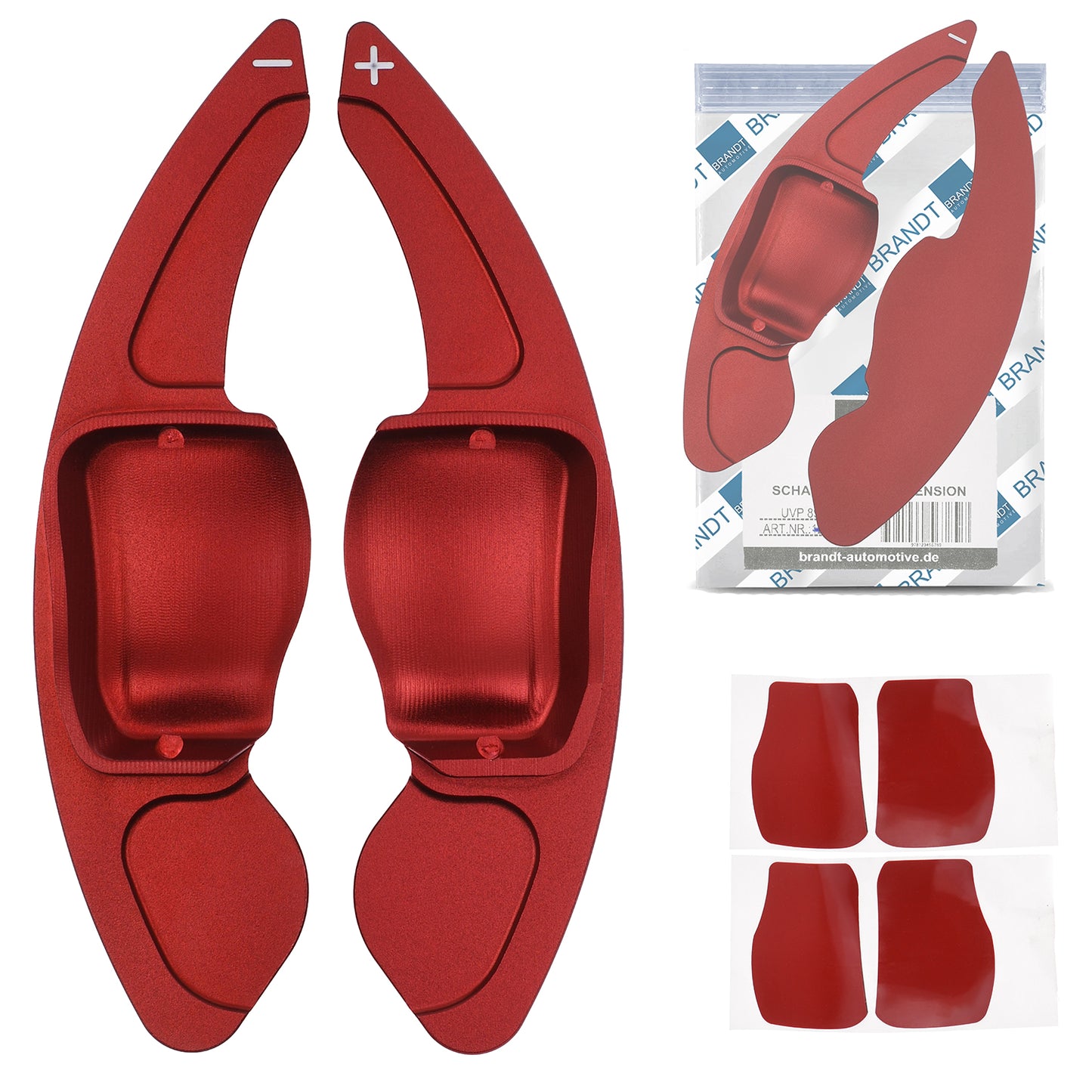 BRANDT Schaltwippen Verlängerung SET Aluminium ROT kompatibel mit SEAT LEON II 1P TOLEDO III 5P ALTEA ALHAMBRA II 7N