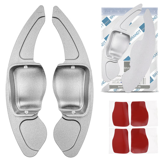 BRANDT Schaltwippen Verlängerung SET Aluminium SILBER kompatibel mit SEAT LEON II 1P TOLEDO III 5P ALTEA ALHAMBRA II 7N