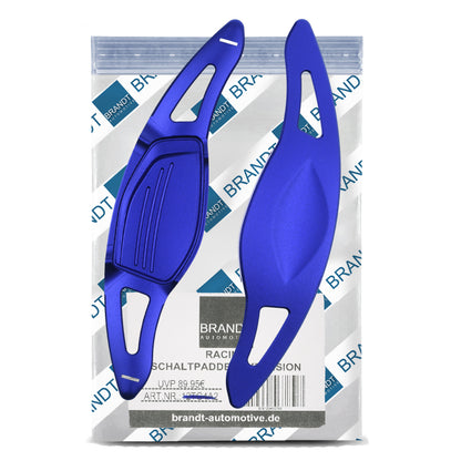 BRANDT Lenkrad Schaltwippen SET ALU BLAU kompatibel mit AUDI RS3 8VA RS4 B9 RS5 F5 R8 4S RSQ3 F3 RSQ8 4M TTRS FV DSG Schaltpaddel