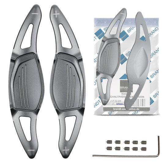 BRANDT Lenkrad Schaltwippen SET ALU GRAU kompatibel mit AUDI RS3 8VA RS4 B9 RS5 F5 R8 4S RSQ3 F3 RSQ8 4M TTRS FV DSG Schaltpaddel
