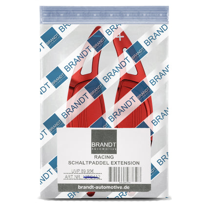 BRANDT Lenkrad Schaltwippen SET ALU ROT kompatibel mit AUDI RS3 8VA RS4 B9 RS5 F5 R8 4S RSQ3 F3 RSQ8 4M TTRS FV DSG Schaltpaddel