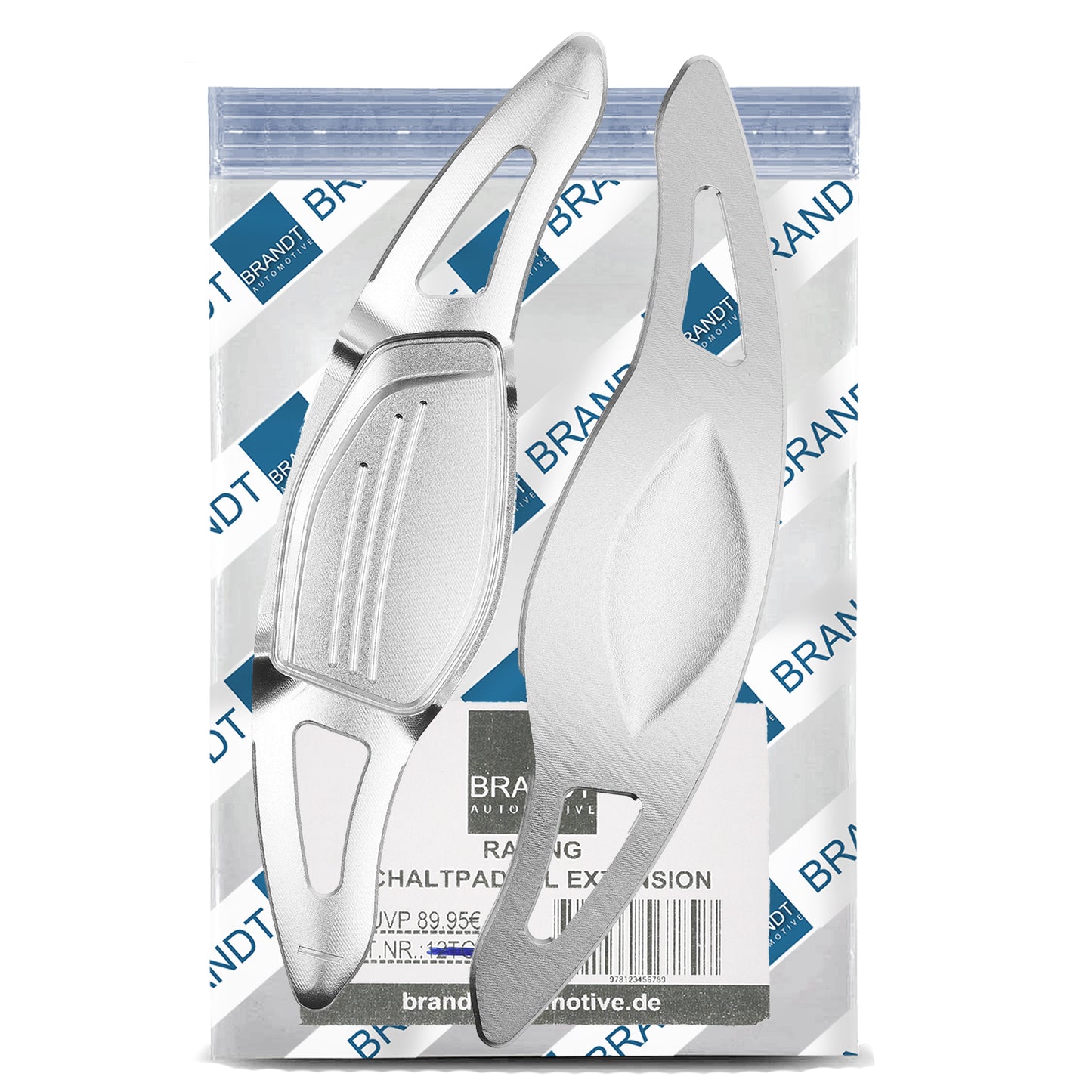 BRANDT Lenkrad Schaltwippen SET ALU SILBER kompatibel mit AUDI RS3 8VA RS4 B9 RS5 F5 R8 4S RSQ3 F3 RSQ8 4M TTRS FV DSG Schaltpaddel