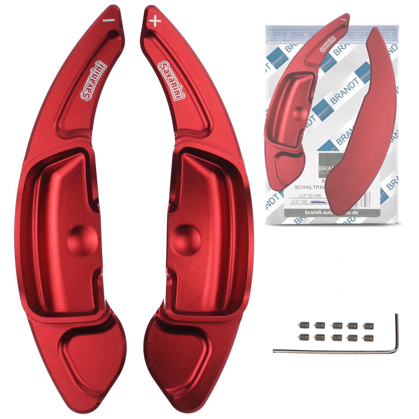 BRANDT Schaltwippen ALU ROT kompatibel mit MERCEDES BENZ E-Klasse S212 W212 A207 C207 SL R230 SLK R171 W221 A-Klasse W176 W204 C204 S204 CL203 CLC