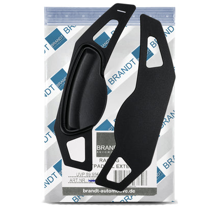 BRANDT Schaltwippen AUFSATZ Verlängerung ALU SCHWARZ kompatibel mit SMART Fortwo Coupe Cabriolet 451 2007-2015 Schaltpaddel Aufsatz Wippenschalter