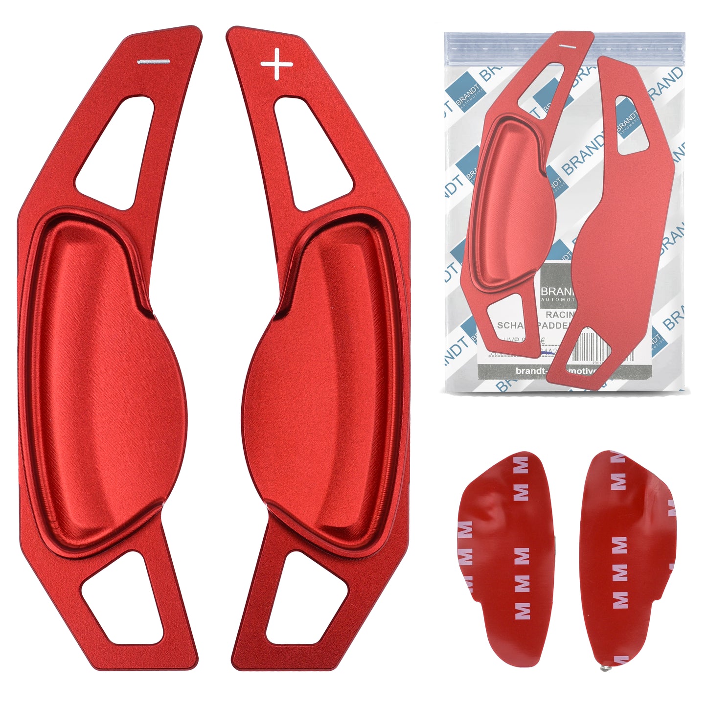BRANDT Schaltwippen AUFSATZ Verlängerung ALU ROT kompatibel mit SMART Fortwo Coupe Cabriolet 451 2007-2015 Schaltpaddel Paddel Aufsatz Wippenschalter