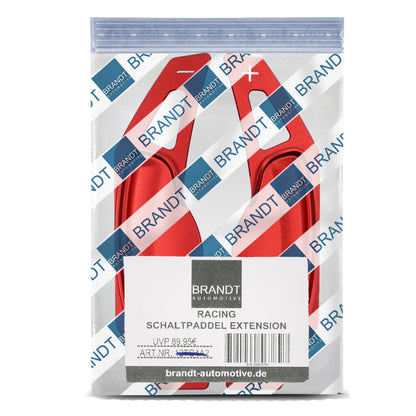 BRANDT Schaltwippen AUFSATZ Verlängerung ALU ROT kompatibel mit SMART Fortwo Coupe Cabriolet 451 2007-2015 Schaltpaddel Paddel Aufsatz Wippenschalter