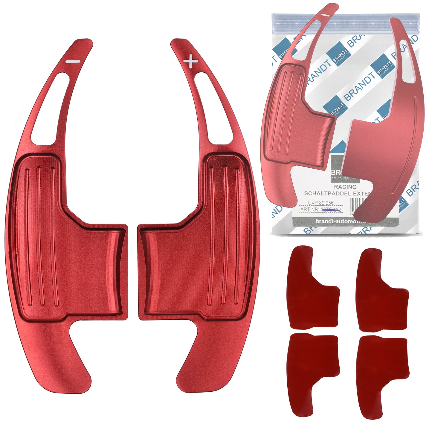 BRANDT Schaltwippen ALU ROT kompatibel mit FORD MUSTANG VI S550 14-23 Schaltpaddel Paddel Aufsatz Drucktaster Wippenschalter