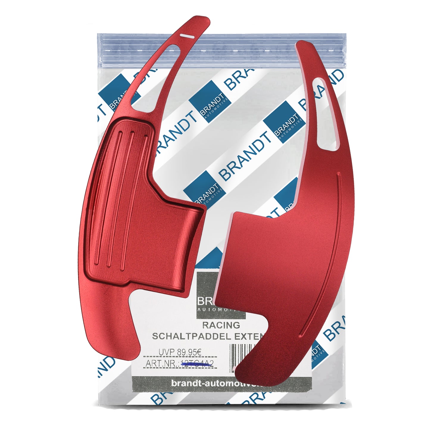 BRANDT Schaltwippen ALU ROT kompatibel mit FORD MUSTANG VI S550 14-23 Schaltpaddel Paddel Aufsatz Drucktaster Wippenschalter