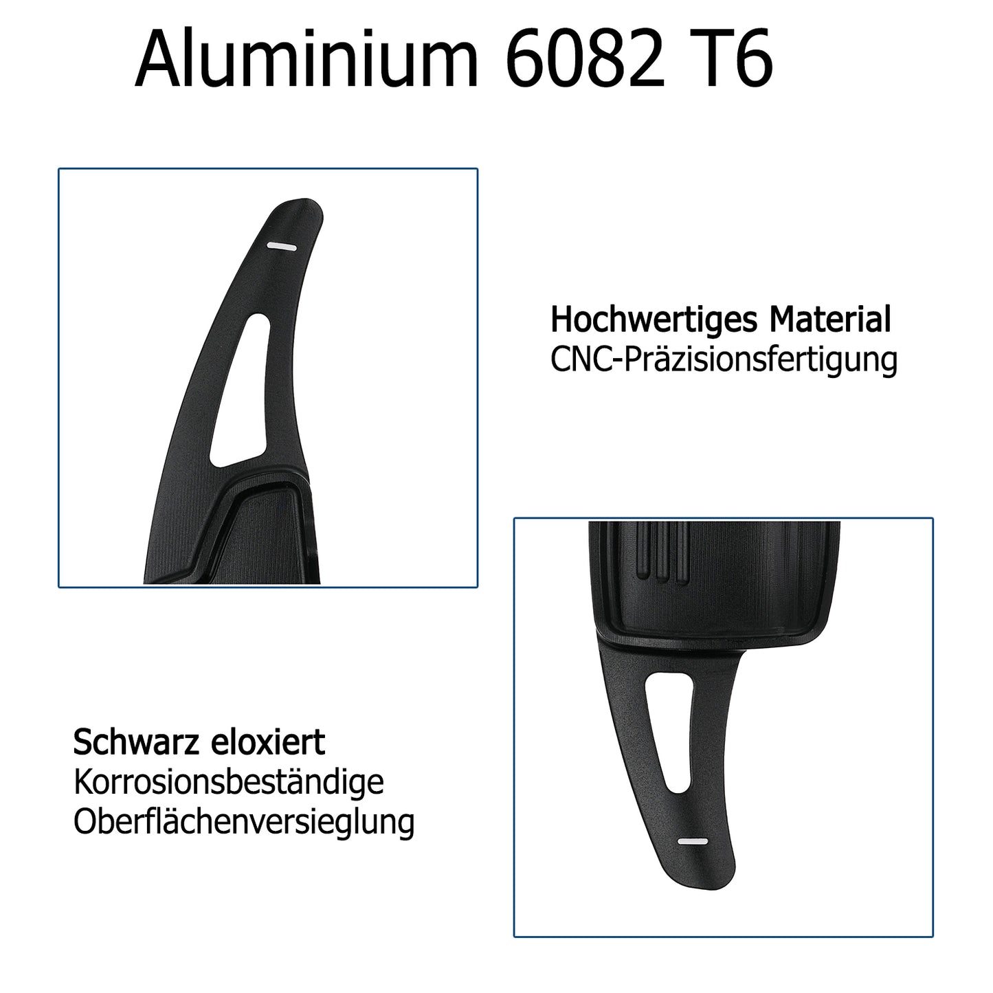 BRANDT Schaltwippen ALU SCHWARZ kompatibel mit FORD FOCUS III IV 15-26 EcoSport 15-22 Schaltpaddel Paddel Aufsatz Drucktaster Wippenschalter