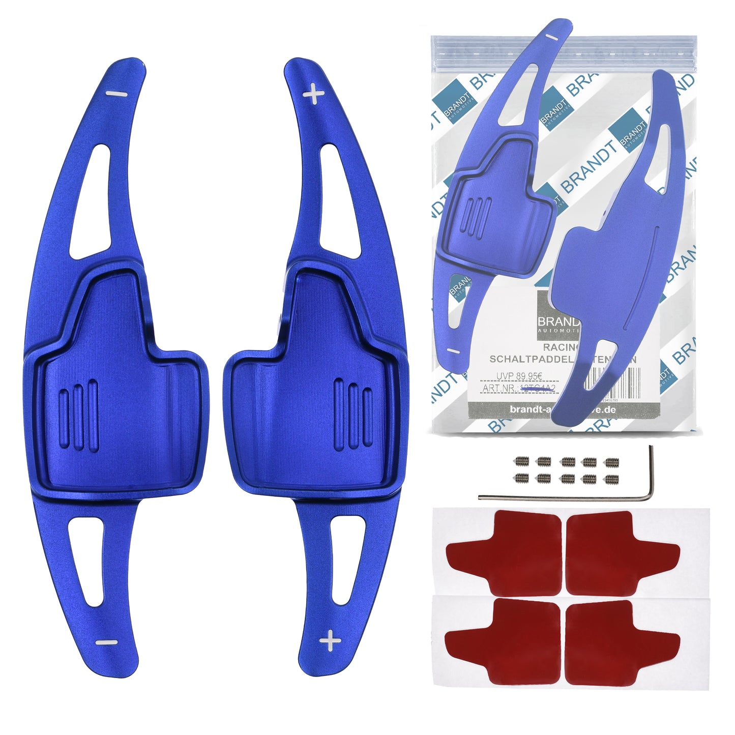 BRANDT Schaltwippen ALU BLAU kompatibel mit FORD FOCUS III IV 15-26 EcoSport 15-22 Schaltpaddel Paddel Aufsatz Drucktaster Wippenschalter