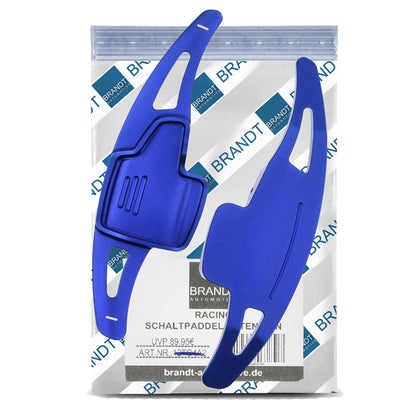 BRANDT Schaltwippen ALU BLAU kompatibel mit FORD FOCUS III IV 15-26 EcoSport 15-22 Schaltpaddel Paddel Aufsatz Drucktaster Wippenschalter