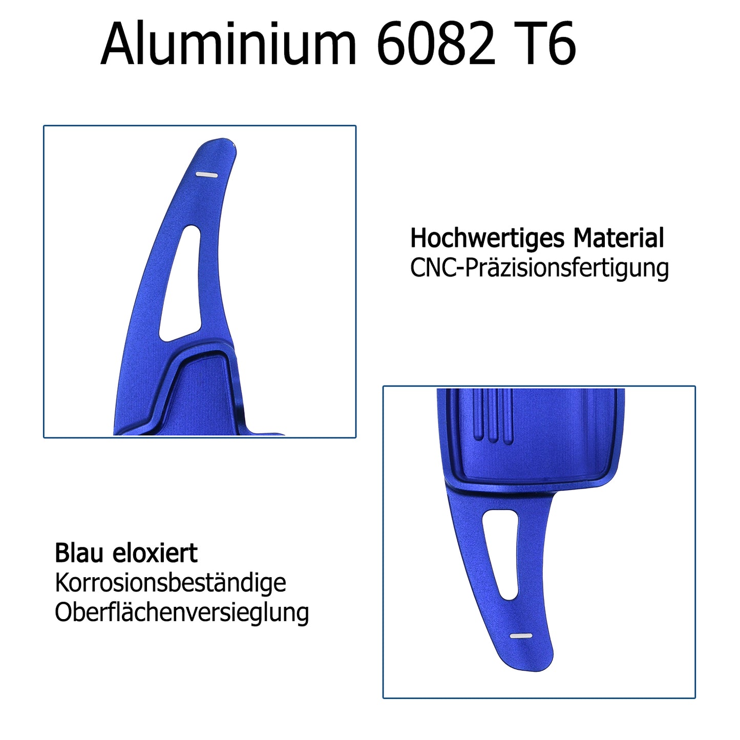 BRANDT Schaltwippen ALU BLAU kompatibel mit FORD FOCUS III IV 15-26 EcoSport 15-22 Schaltpaddel Paddel Aufsatz Drucktaster Wippenschalter