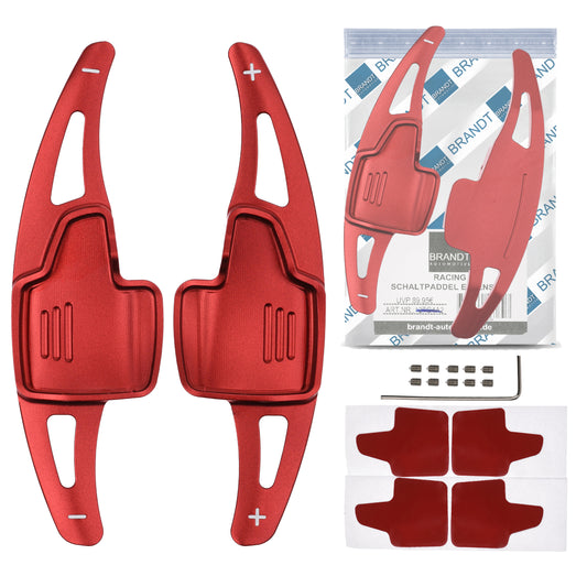 BRANDT Schaltwippen ALU ROT kompatibel mit FORD FOCUS III IV 15-26 EcoSport 15-22 Schaltpaddel Paddel Aufsatz Drucktaster Wippenschalter