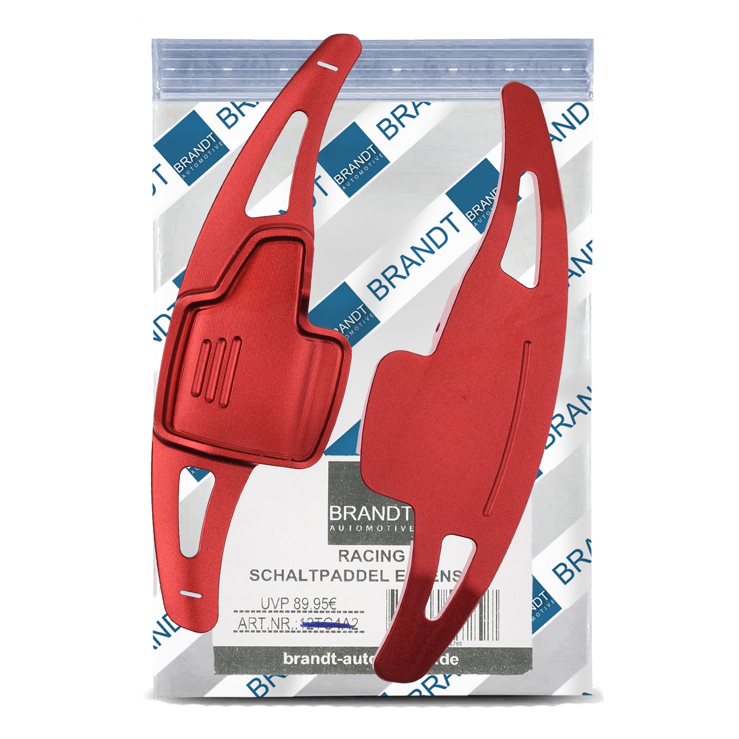 BRANDT Schaltwippen ALU ROT kompatibel mit FORD FOCUS III IV 15-26 EcoSport 15-22 Schaltpaddel Paddel Aufsatz Drucktaster Wippenschalter