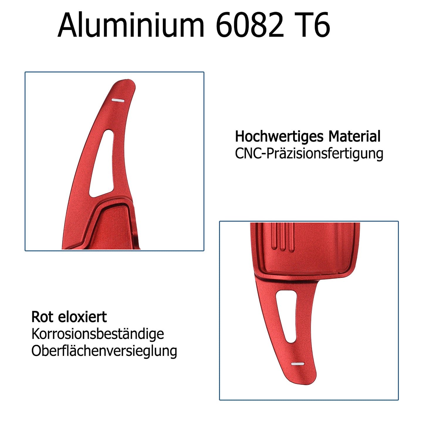 BRANDT Schaltwippen ALU ROT kompatibel mit FORD FOCUS III IV 15-26 EcoSport 15-22 Schaltpaddel Paddel Aufsatz Drucktaster Wippenschalter