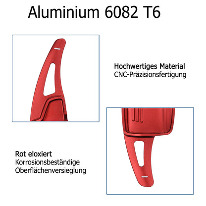 BRANDT Schaltwippen ALU ROT kompatibel mit FORD FOCUS III IV 15-26 EcoSport 15-22 Schaltpaddel Paddel Aufsatz Drucktaster Wippenschalter