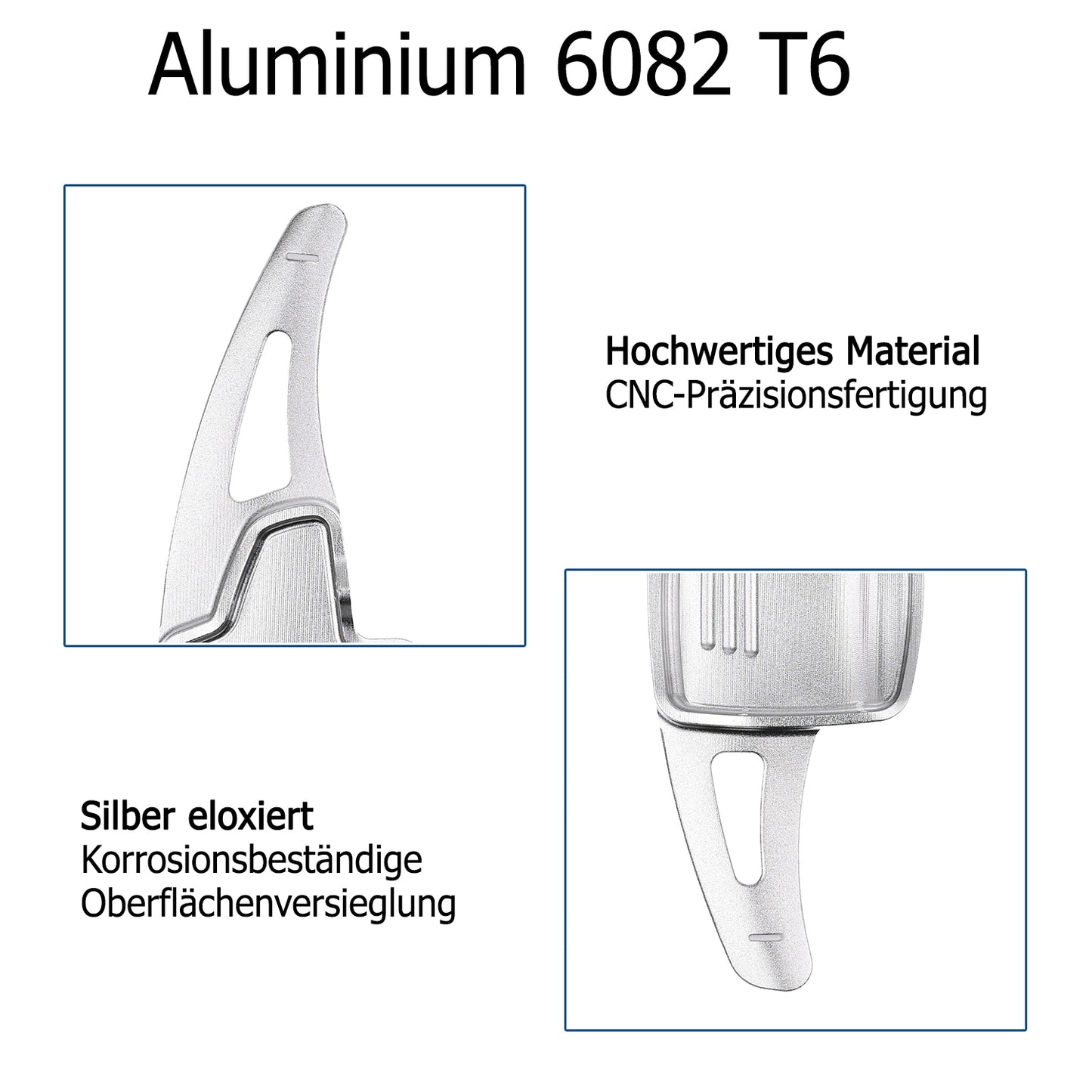 BRANDT Schaltwippen ALU SILBER kompatibel mit FORD FOCUS III IV 15-26 EcoSport 15-22 Schaltpaddel Paddel Aufsatz Drucktaster Wippenschalter