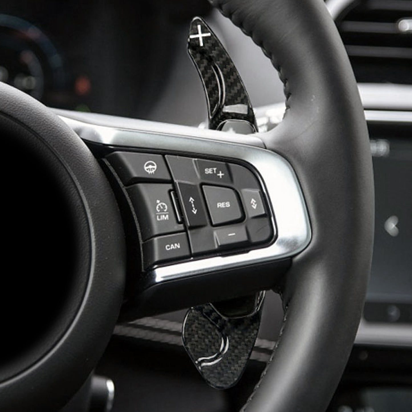 T CARBON ECHT Schaltwippen SCHWARZ kompatibel mit Jaguar F-Pace X761 16-25 F-Type 13-24 Schaltpaddel Paddel Aufsatz Drucktaster Wippenschalter