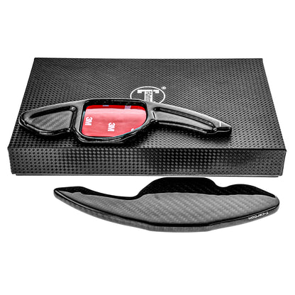 T CARBON ECHT Schaltwippen SCHWARZ kompatibel mit AUDI A3 S3 8P 04-13 RS3 11-12 A4 S4 B7 04-08 Schaltpaddel Paddel Aufsatz Drucktaster Wippenschalter