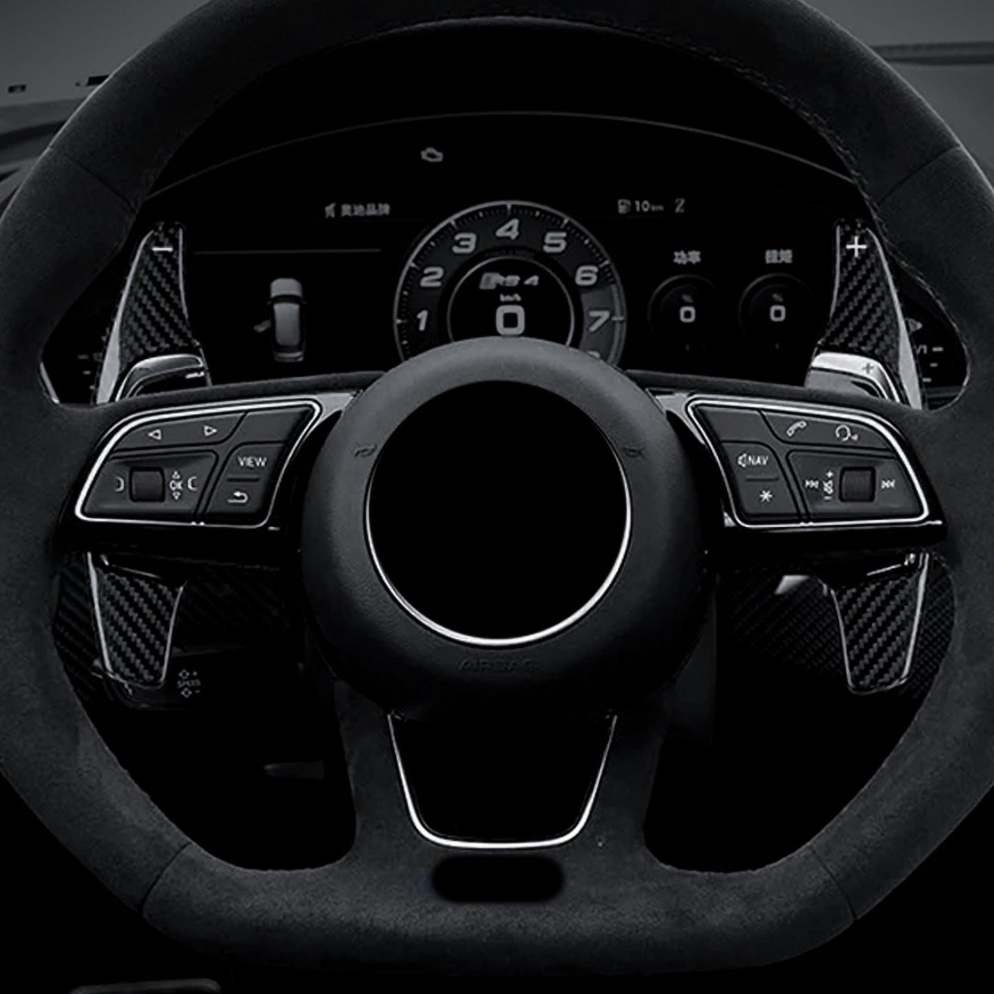 T CARBON ECHT Schaltwippen Aufsatz SCHWARZ kompatibel mit AUDI RS Q3 F3 RS Q8 4M AB 2019 Schaltpaddel Paddel Aufsatz Drucktaster Wippenschalter
