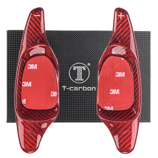 T CARBON ECHT Schaltwippen ROT kompatibel mit AUDI A4 B8 11-16 S4 RS4 13-15 RS7 RS6 C7 14-18 Schaltpaddel Paddel Aufsatz Drucktaster Wippenschalter