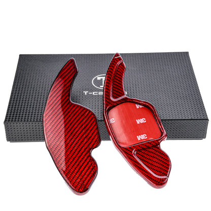 T CARBON ECHT Schaltwippen ROT kompatibel mit AUDI A3 S3 8P 04-13 RS3 11-12 A4 S4 B7 04-08 Schaltpaddel Paddel Aufsatz Drucktaster Wippenschalter