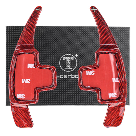 T CARBON ECHT Schaltwippen ROT kompatibel mit Mercedes Benz A-Klasse W176 W177 15-23 Schaltpaddel Paddel Aufsatz Drucktaster Wippenschalter