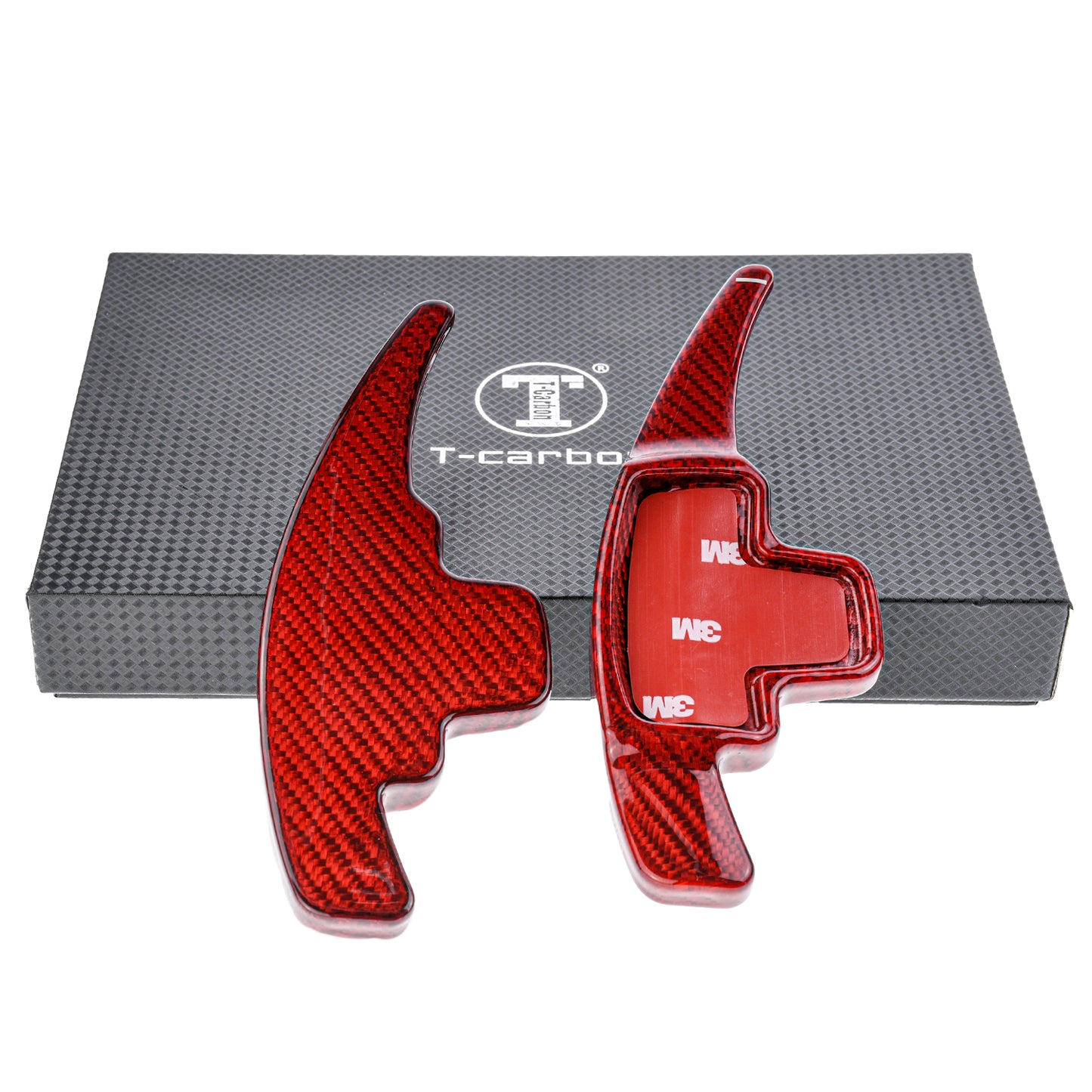 T CARBON ECHT Schaltwippen ROT kompatibel mit Mercedes Benz A-Klasse W176 W177 15-23 Schaltpaddel Paddel Aufsatz Drucktaster Wippenschalter